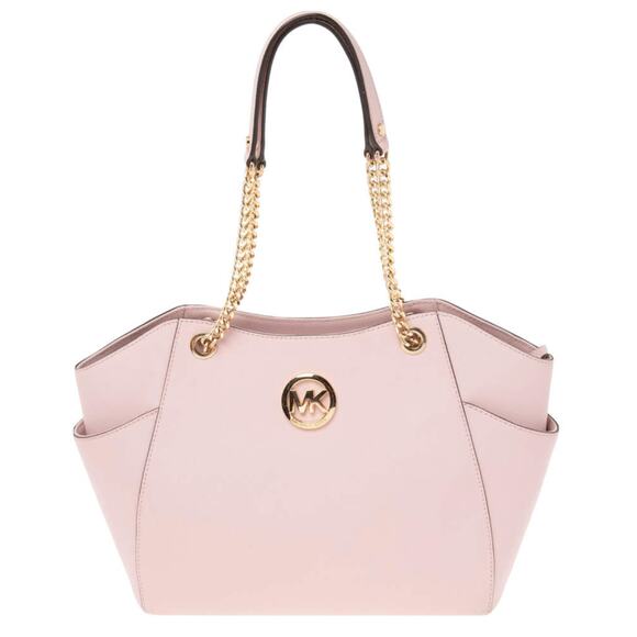 Michael Kors Jet Set Tote in Blossom Light Pink Hand Bag with Gold Chain Straps - Picture 2 of 13